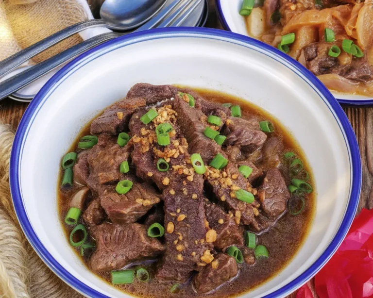 Delicious beef pares served with garlic fried rice