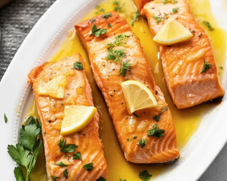 Delicious keto salmon recipe served with lemon and herbs, perfect for a quick dinner.