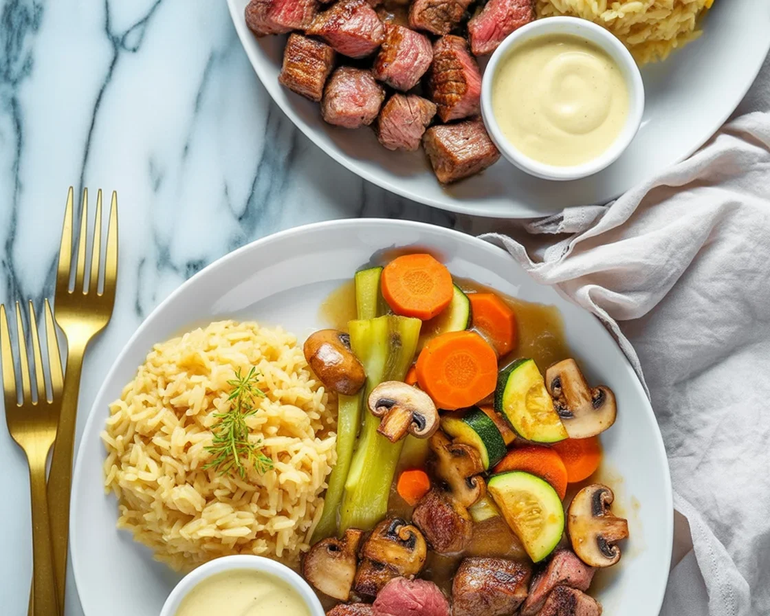 Delicious hibachi steak cooked with soy sauce and garlic, served with fried rice.